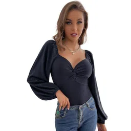 StyleCast Women Solid V Neck Full sleeves Regular Top image 2