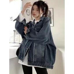 StyleCast Women Spread Collar Long Sleeves Denim Jacket-picture-10