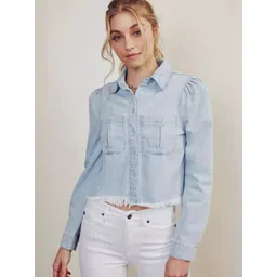 StyleCast Women Spread Collar Solid Cotton Casual Denim Jacket-picture-31