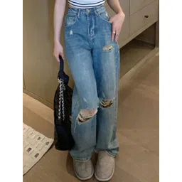 StyleCast Women Straight Fit High-Rise Distressed Medium Fade Jeans-picture-28