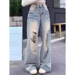 StyleCast Women Straight Fit High-Rise Highly Distressed Heavy Fade Cotton Jeans-picture-15