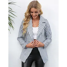 StyleCast Women Striped Longline Open Front Jacket-picture-22