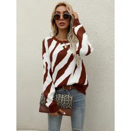StyleCast Women Striped Round Neck Long Sleeves Pullover Sweaters-picture-26