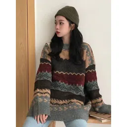 StyleCast Women Striped Round Neck Long Sleeves Pullover Sweaters-picture-24