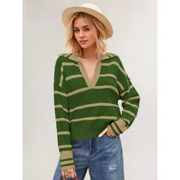 StyleCast Women Striped Shirt Collar Pullover Sweaters-picture-41