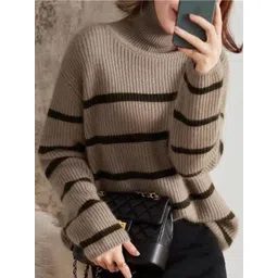 StyleCast Women Striped Turtle Neck Full Sleeve Pullover-picture-31