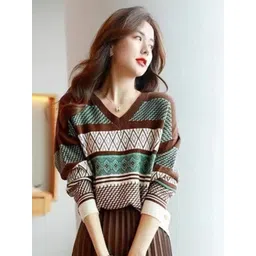 StyleCast Women Striped V-Neck Cotton Pullover-picture-38
