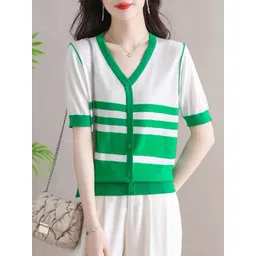 StyleCast Women Striped V-Neck T-shirt-picture-40