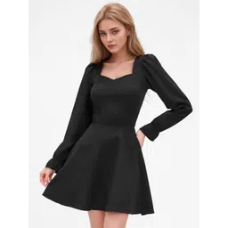 StyleCast Women Sweetheart Neck Puff Sleeves Fit And Flare Dress-picture-41