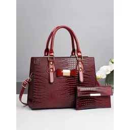 StyleCast Women Textured Structured Bow Detail Handheld Bag with Pouch-picture-30