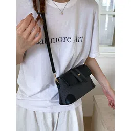 StyleCast Women Textured Stylish Sling Bag with Buckle Detail-picture-19