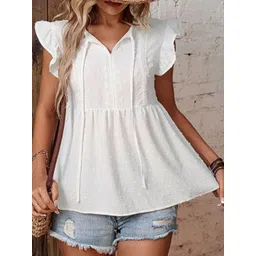 StyleCast Women Tie-Up Neck Flutter Sleeve Peplum Top-picture-42