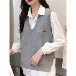 StyleCast Women Typography Printed Sweater Vest-picture-41