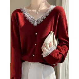 StyleCast Women V-Neck Cotton Pullover with Fringed Detail-picture-18