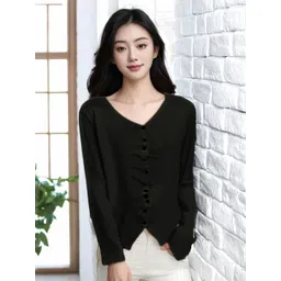 StyleCast Women V-Neck Long Sleeves Front-Open Sweaters-picture-29