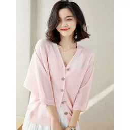 StyleCast Women V-Neck Self Design Cardigan-picture-29