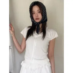 StyleCast Women V-Neck Short Sleeved Lace Strap Ruffles Top-picture-26