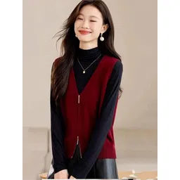 StyleCast Women V Neck Sleeveless Sweater Vest-picture-11