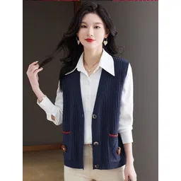 StyleCast Women V-Neck Sweater Vest With Embroidered Detail-picture-24
