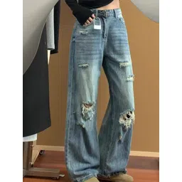 StyleCast Women Wide Leg High-Rise Distressed Medium Fade Jeans-picture-29