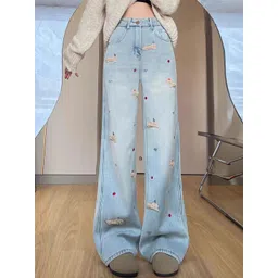 StyleCast Women Wide Leg High-Rise Light Fade Applique Jeans-picture-39
