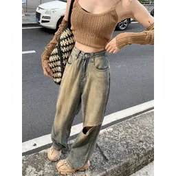 StyleCast Women Wide Leg High-Rise Slash Knee Light Fade Jeans-picture-28