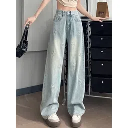 StyleCast Women Wide Leg Mid-Rise Light Fade Mildly Distressed Jeans-picture-24