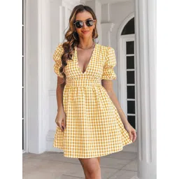 StyleCast Yellow Checked Dress-picture-37