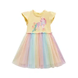 StyleCast Yellow Colourblocked Embroidered T-shirt Dress-picture-41