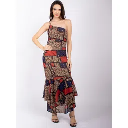 Stylecast X Hersheinbox Animal Print One Shoulder Ruffled Hem A-Line Maxi Dress-picture-21