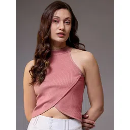 STYLECAST X KASSUALLY Halter Neck Solid Sleeveless Crop Top-picture-28