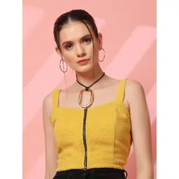 STYLECAST X KASSUALLY Self Design Shoulder Straps Crop Top-picture-21