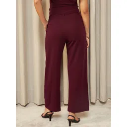 STYLECAST X KASSUALLY Women Straight Fit High-Rise Plain Parallel Trousers image 4