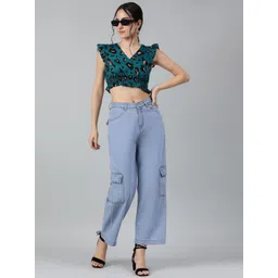Stylecast X Kotty Women Abstract Printed Cotton Blouson Crop Top-picture-18