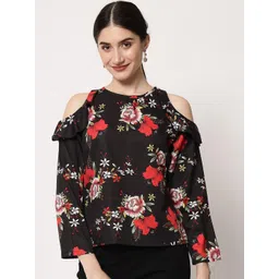 Stylecast X Kotty Women Floral Printed Cold-Shoulder Sleeves Regular Cotton Top-picture-25
