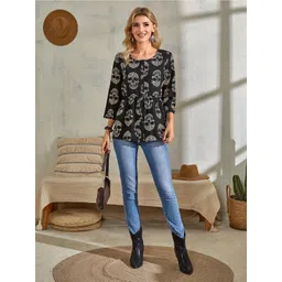Stylecast X Kotty Women Graphic Printed Cotton Crepe Top-picture-32