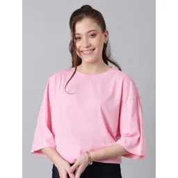 Stylecast X Kotty Women Solid Drop-Shoulder Sleeves Regular Fit Cotton T-shirt-picture-38