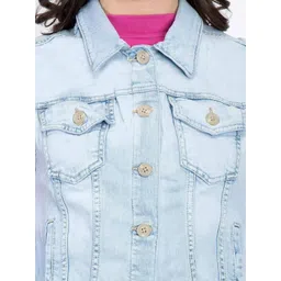 Stylecast X Kotty Women Spread Collar Solid Denim Jacket image 3