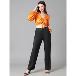 Stylecast X Kotty Women V-Neck Tie-Ups Cotton Fitted Crop Top-picture-10