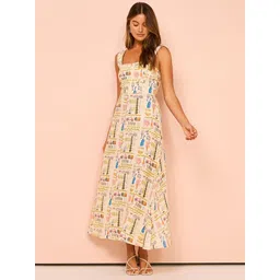 StyleCast x Revolte Beige Shoulder Straps Print Maxi Dress-picture-32