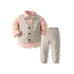 StyleCast x Revolte Boys Checked 3-Piece Single-Breasted Cotton Suits-picture-29