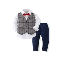 StyleCast x Revolte Boys Checked Pure Cotton Single-Breasted Three Piece Suit-picture-14