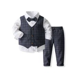 StyleCast x Revolte Boys Checked Pure Cotton Single-Breasted Three Piece Suit-picture-32