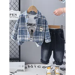 StyleCast x Revolte Boys Checked T-shirt with Shirt & Trousers-picture-35