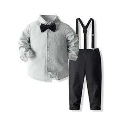 StyleCast x Revolte Boys Grey & Black Shirt Collar Striped Shirt with Trousers-picture-25