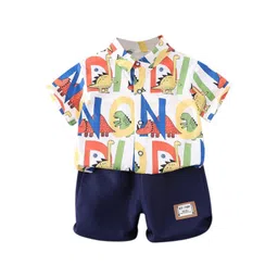 StyleCast x Revolte Boys Navy Blue & White Printed T-shirt With Shorts-picture-34