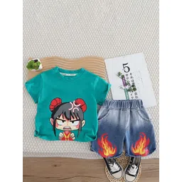 StyleCast x Revolte Boys Printed Pure Cotton T-shirt with Shorts Clothing Set-picture-31