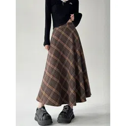 StyleCast x Revolte Checked Midi A-Line Skirts-picture-17
