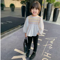 StyleCast x Revolte Embellished Embroidered Puff Sleeve Cotton Peplum Top-picture-45