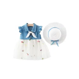 StyleCast x Revolte Floral Print Tie-Up Neck Denim Fit & Flare Dress-picture-11